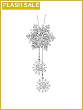 Cubic Zirconia Snowflake Pendant Necklace Long Chain